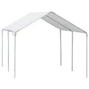 Tendone per Auto in Acciaio Zincato con Kit di Ancoraggio, 5.95x2.94x2.6m - Bianco