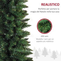 Albero di Natale Slim Artificiale 210 cm con Rami Realistici, Albero di Natale Alto e Stretto con Base Pieghevole, Verde