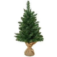 Albero di Natale Mini 60cm con 70 Rami Folti e Aghi Realistici in PVC, Base in Cemento e Iuta