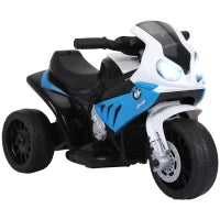 Outsunny Moto Elettrica per Bambini 3 Ruote 6V 2,5 Km/h, Effetti Luminosi e Sonori, Carico Max. 20 kg, BMW S1000 RR, Blu
