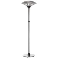Fungo Riscaldante da Esterno con 3 Temperature e Altezza Regolabile in Acciaio e Alluminio, Argento