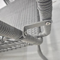 Set da Giardino in Rattan PE Stile Boho, Divano 2 Posti con Chaise Longue e Tavolino, Grigio Chiaro