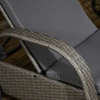 Set Lettini Prendisole con Tavolino da Giardino, Set da Giardino 3 Pezzi, Rattan Sintetico e Metallo, Grigio Scuro