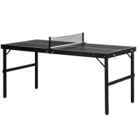 Tavolo Ping Pong Pieghevole con Maniglia da Trasporto, in Alluminio e Legno, 152x76x72 cm, Nero