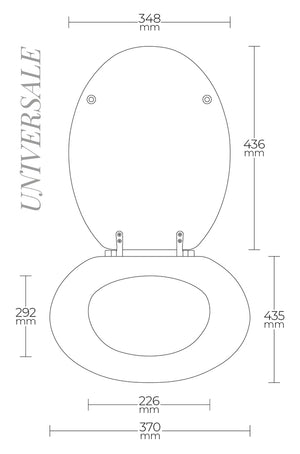 Sedile per WC modello UNIVERSALE - Misure 37x43,6 cm.