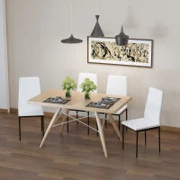 Set 4 Sedie Imbottite per Soggiorno o Sala da Pranzo, Sedie da Cucina Moderne, in Metallo e Tessuto Bianco