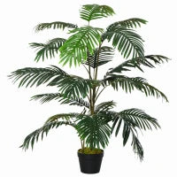 Palma in Plastica Decorativa con 20 Foglie, Pianta Finta con Vaso per Interno ed Esterno Alta 140cm