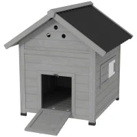 Casa per Anatre Pollaio Piccolo Animale, resistente alle intemperie, 2 ingressi, 2 rampe, 78 x 90 x 92 cm, Grigio Chiaro + Nero