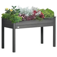 Vaso da Giardino Rialzato con Inserti per l'Irrigazione e Feltro per il Drenaggio, Legno Massello di Abete, 123L x 57l x 76H cm