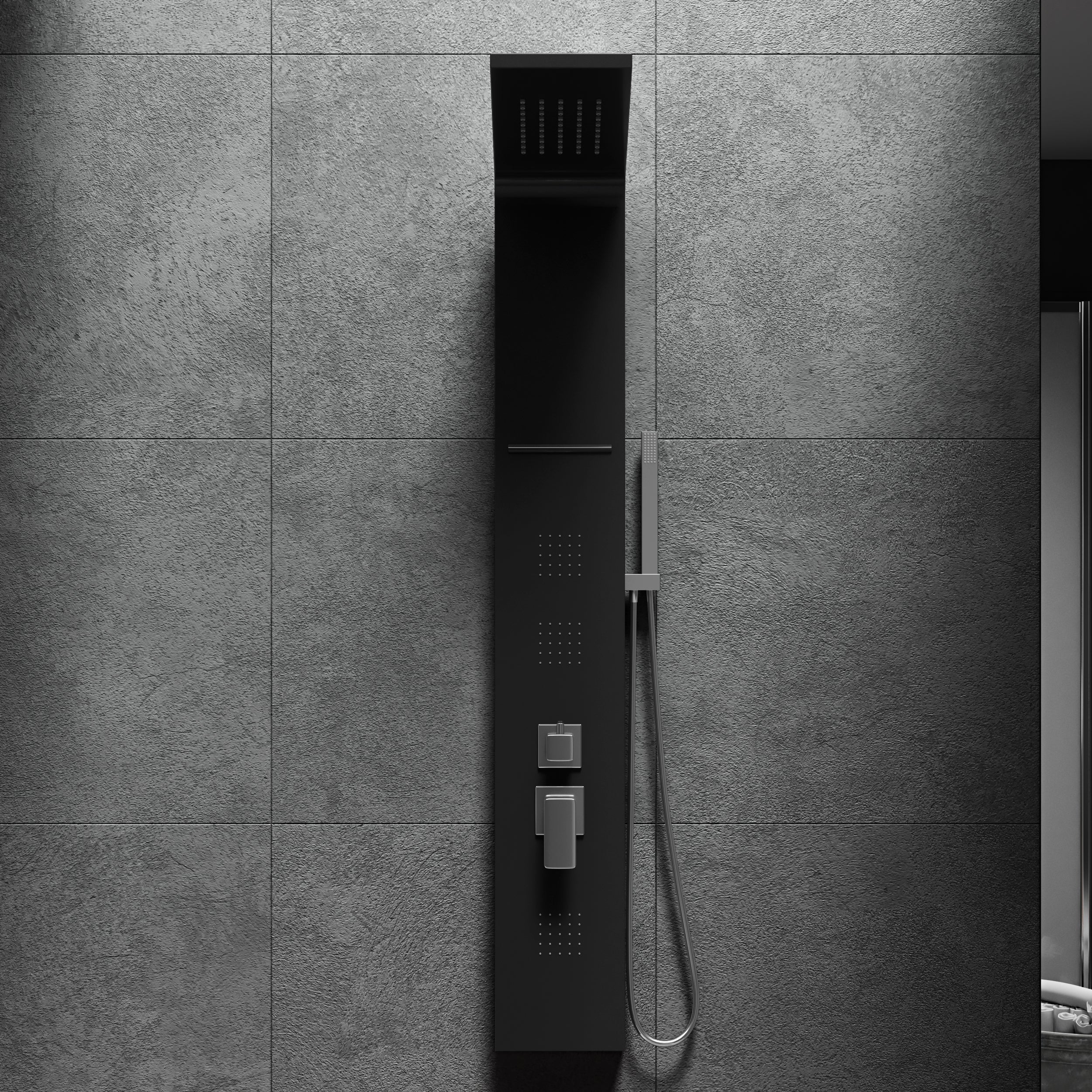 Colonna doccia pannello idromassaggio effetto cascata YH8122 MADRID Nero