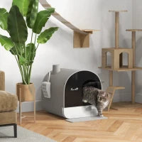 Lettiera per Gatti Chiusa con Filtri, Paletta e Vassoio, Struttura in PP, 43x44x47cm, Grigio
