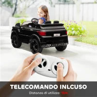 Macchina Elettrica per Bambini 3-6 Anni con Telecomando, Luci LED e Clacson, in PP e Metallo, 110x68x52 cm, Nero