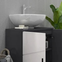 kleankin Mobile Sottolavabo Bagno per Piedistallo con Armadietto 2 Ante, 60x30x60cm, Grigio