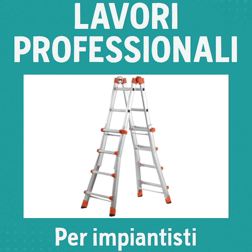 Scala telescopica professionale 4+4 alluminio rinforzato multifunzione en131-4