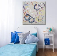 Dipinto Su Tela Floating Circles -A- Cm 80X3X80