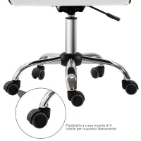 Sedia da Ufficio Ergonomica, Sedia Girevole Altezza Regolabile in Pelle Sintetica 46 × 51 × 80-92cm