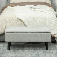 Panca Contenitore Pieghevole Capacità 47 L 95x38x45 cm Rivestito in Peluche Piede del Letto per Soggiorno Camera da Letto Grigio