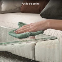 Tavolino in Vetro Temperato Moderno da Salotto con Design Monoblocco, 50x40x45 cm, Trasparente