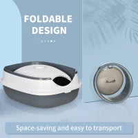 Lettiera per Gatti con Paletta e Deodorante, Design Pieghevole con Maniglia, 52x41x38 cm