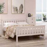 Letto Singolo dal Design Semplice, per Adulti e adolescenti, senza Materasso, 140x200 cm, Bianco