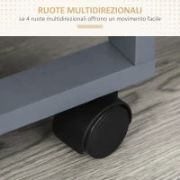 Carrello da Cucina in Grigio Scuro con 1 Cassetto e 4 Cestelli Metallici