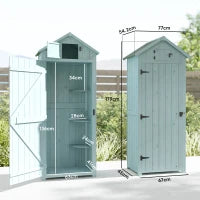 Casetta da Giardino Porta Attrezzi in Legno con 3 Ripiani, 77x54.2x179cm, Blu
