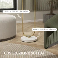 Lampada da Terra Moderna con Paralume in Tessuto, Doppio Tubo Metallico e Interruttore a Pedale, Oro