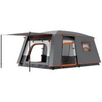 Tenda da Campeggio per 4-6 Persone con 2 Stanze e Veranda, Impermeabile e UPF 30+, Borsa di Trasporto, Grigio