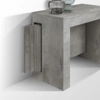 PAZZO DESIGN Tavolo Consolle Allungabile con porta prolunghe, Grigio Cemento, Made in Italy, da 45 a 300 cm