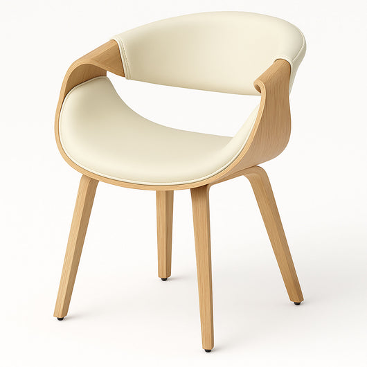 Yorkshire - Poltroncina Sedia in Legno Massello e Leatherette Bianca