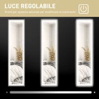 Specchio Illuminato con Luci LED Regolabili e Pulsante Touch, in Vetro e MDF, 40x5x160 cm, Grigio
