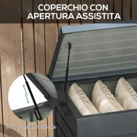Baule da Esterno da 311L con Serratura e 2 Maniglie, in Acciaio Zincato, 120x62x66 cm, Grigio Scuro