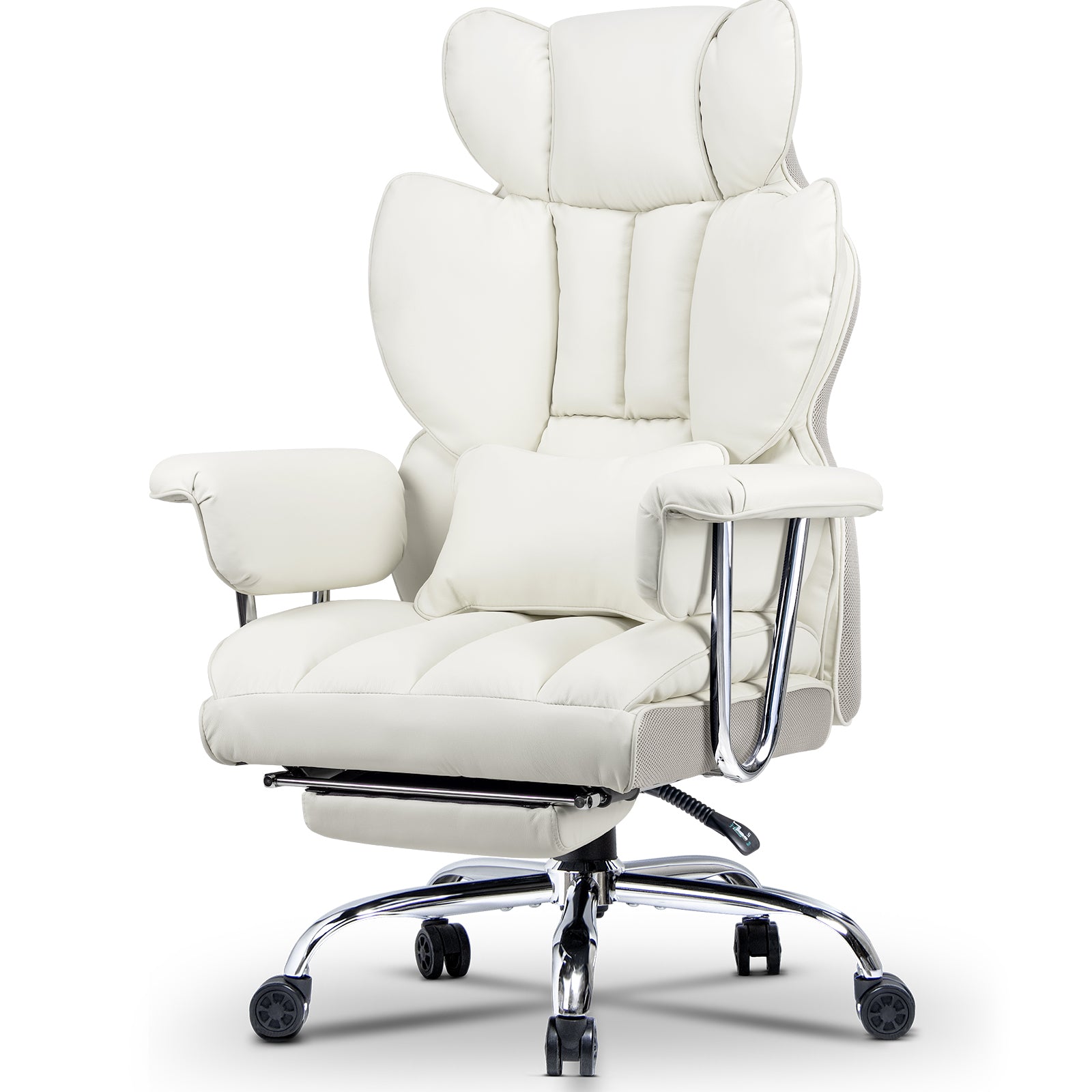 Sedia ufficio con rotelle - RATTANTREE - Poltrona presidenziale con Poggiapiedi Retrattile - Bianco