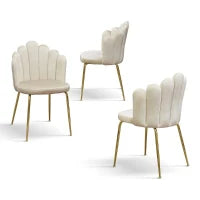 PAZZO DESIGN Sedia Sissi Panna set da 4 in velluto e gambe in metallo