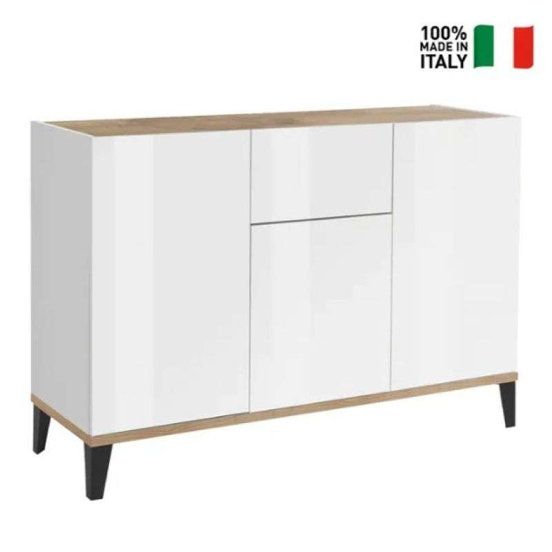Credenza 120x40cm design moderno 3 ante cassetto soggiorno Rachel Wood