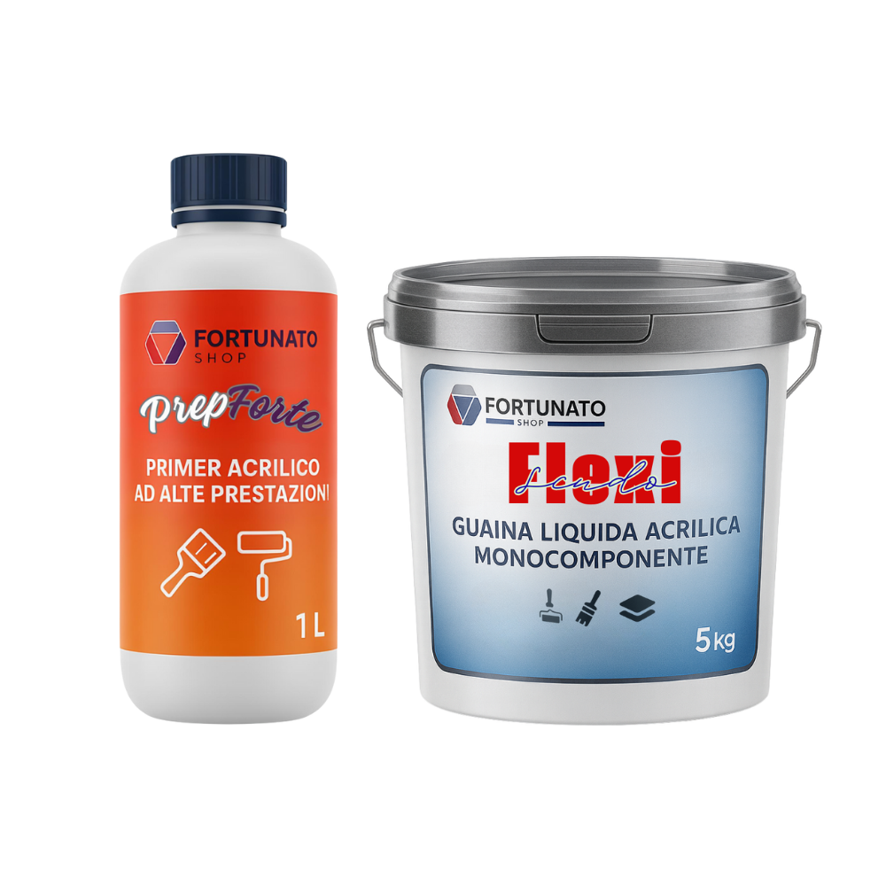 Soluzione professionale impermeabilizzante prepforte + flexiscudo per protezione superfici *** formato 5 kg + 1 l (si...
