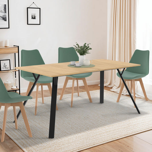 IDMarket - YSEULT mesa de comedor para 8 en madera y negro 160 cm diseño industrial