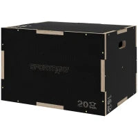 Box Jump Pliometrico a 3 Altezze in Legno Antiscivolo, 61-51-41cm, Nero