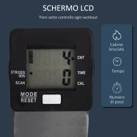 Stepper Fitness con Maniglia e Monitor LCD per Allenamento a Casa e Palestra, Argento