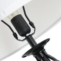 Set 3 Pezzi: 1 Lampada da Terra e 2 Lampade da Tavolo in Metallo, Design Vintage, Lampadine E27, Nero e Bianco