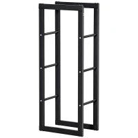 Porta Legna Verticale in Metallo Nero da Interni ed Esterni con Portata 100 kg max, 40x25x100 cm
