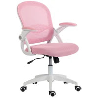 Sedia da Ufficio Ergonomica e Regolabile con Schienale a Rete e Seduta Imbottita, 65.5x61.5x88-97.5 cm, Rosa