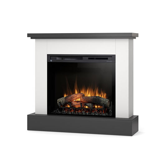 Caminetto Elettrico da pavimento A Libera Installazione A LED - 28" - 105 x 95 x 29 - Bianco opaco / Nero - YUKON