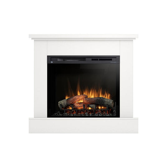 Camino Elettrico Riscaldante Da Pavimento Autoportante a LED - 28" - Bianco opaco - 105 x 95 x 29 - YUKON