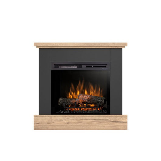 Caminetto Elettrico da pavimento A Libera Installazione A LED - 23" - 92 x 86 x 29 - Nero / Rovere chiaro - YUKON