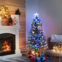 Albero di Natale a Fibre Ottiche 120cm Albero di Natale Artificiale con 16 Luci LED di 3 Colori e Rami in PVC