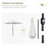 Ombrellone da Giardino 2.6x2.4 m con Manovella e Testa Inclinabile, in Alluminio e Poliestere Beige e Nero