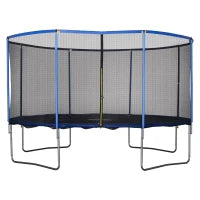 Trampolino Elastico da Esterno, Tappeto Elastico per Bambini e Adulti da Giardino con Rete di Sicurezza e Bordo Imbottito, Giochi da Giardino e Casa, Ø426x269cm, Blu e Nero