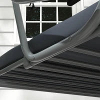 Dondolo da Giardino 3 Posti Convertibile in Letto con Tetto Inclinabile e 2 Tavoli Supporto, Metallo, 2L x 1.2l x 1.64H m, Grigio