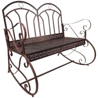 Panchina a Dondolo da Esterno in Metallo, Dondolo a 2 Posti da Balcone con Braccioli, 104x75x95.5cm, Colore Bronzo